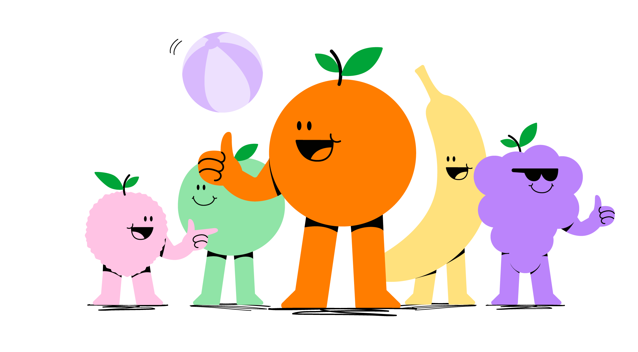Vrolijke fruitkarakters